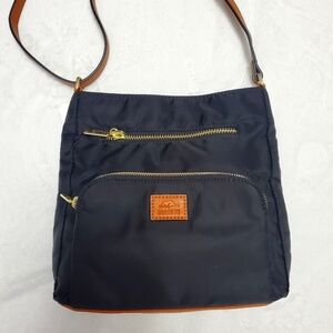 Nylon black gold crossbody shoulder bag